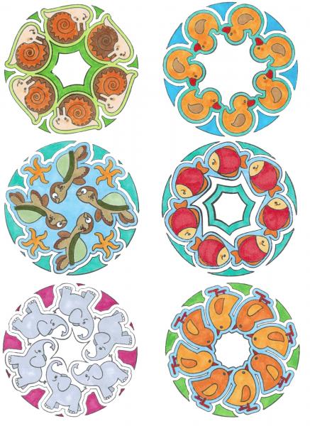 Riesenstempel ""Mandala-Tiere"", 6tlg.""